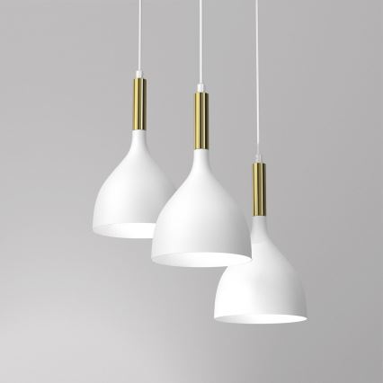 Luster na lanku NOAK 3xE27/15W/230V biela/zlatá