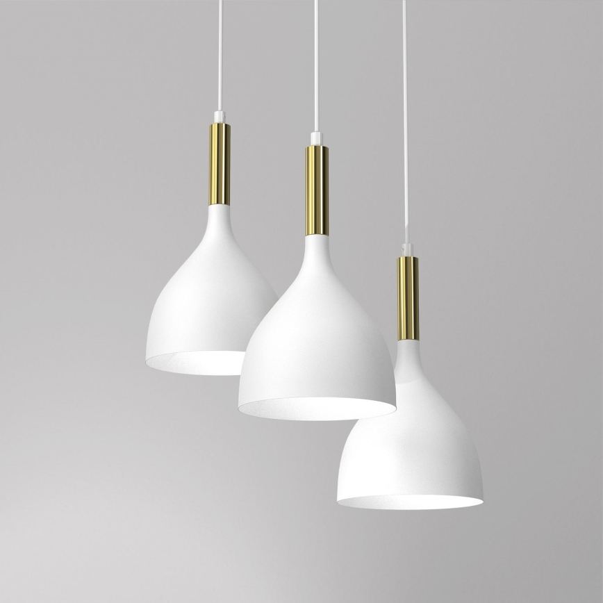 Luster na lanku NOAK 3xE27/15W/230V biela/zlatá