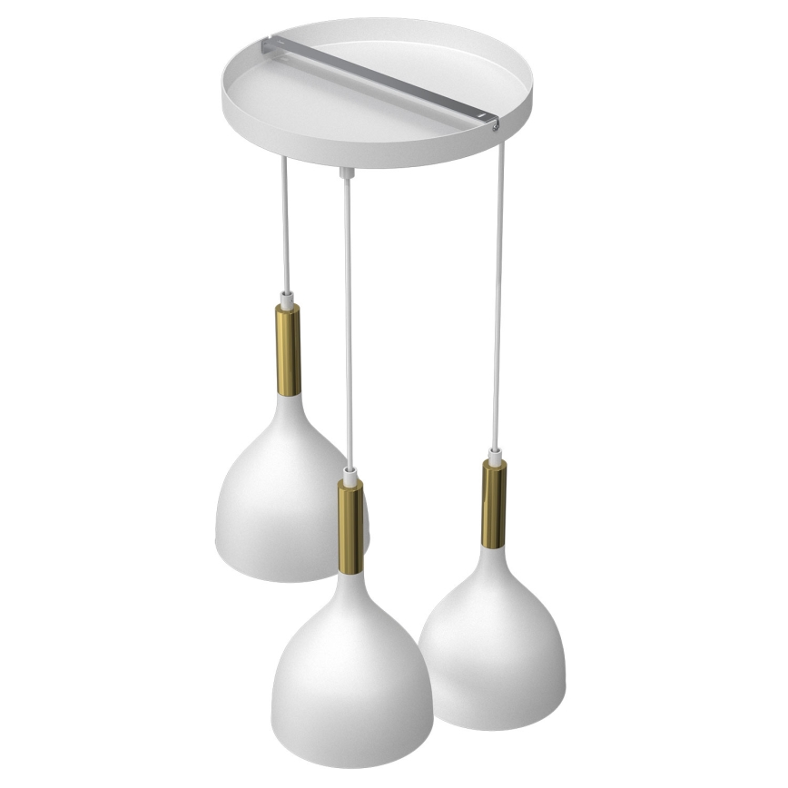 Luster na lanku NOAK 3xE27/15W/230V biela/zlatá