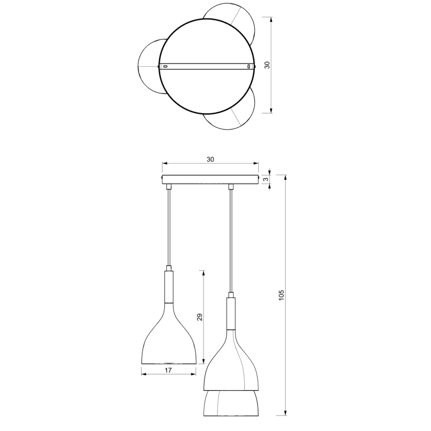 Luster na lanku NOAK 3xE27/15W/230V čierna/lesklý chróm