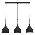 Luster na lanku NOAK 3xE27/15W/230V čierna/lesklý chróm