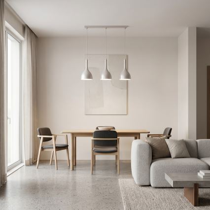 Luster na lanku NOAK 3xE27/15W/230V krémový