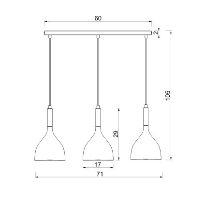 Luster na lanku NOAK 3xE27/15W/230V mosadz/zlatá