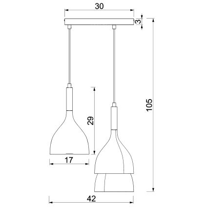 Luster na lanku NOAK 3xE27/15W/230V mosadz/zlatá