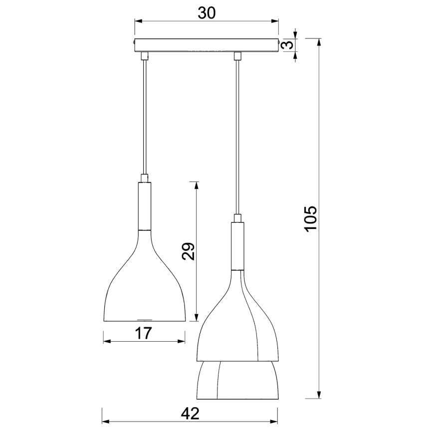 Luster na lanku NOAK 3xE27/15W/230V mosadz/zlatá