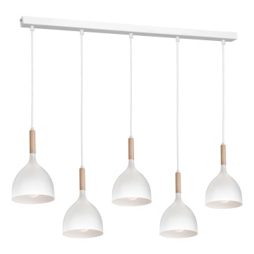Luster na lanku NOAK 5xE27/15W/230V biela/buk