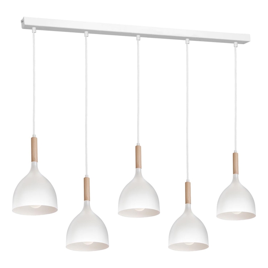 Luster na lanku NOAK 5xE27/15W/230V biela/buk