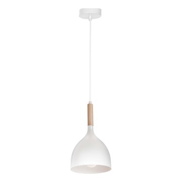 Luster na lanku NOAK WOOD 1xE27/15W/230V biela/buk