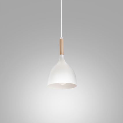 Luster na lanku NOAK WOOD 1xE27/15W/230V biela/buk
