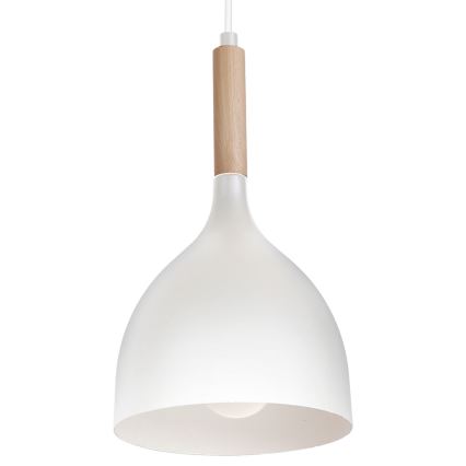 Luster na lanku NOAK WOOD 1xE27/15W/230V biela/buk