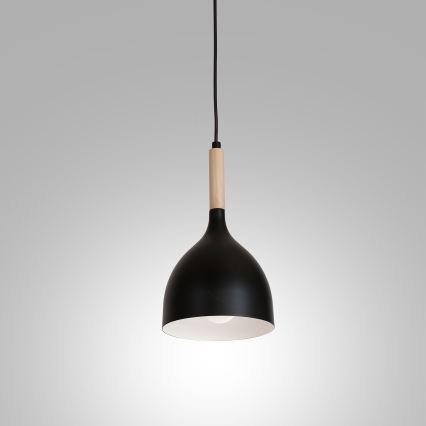 Luster na lanku NOAK WOOD 1xE27/15W/230V čierna/buk