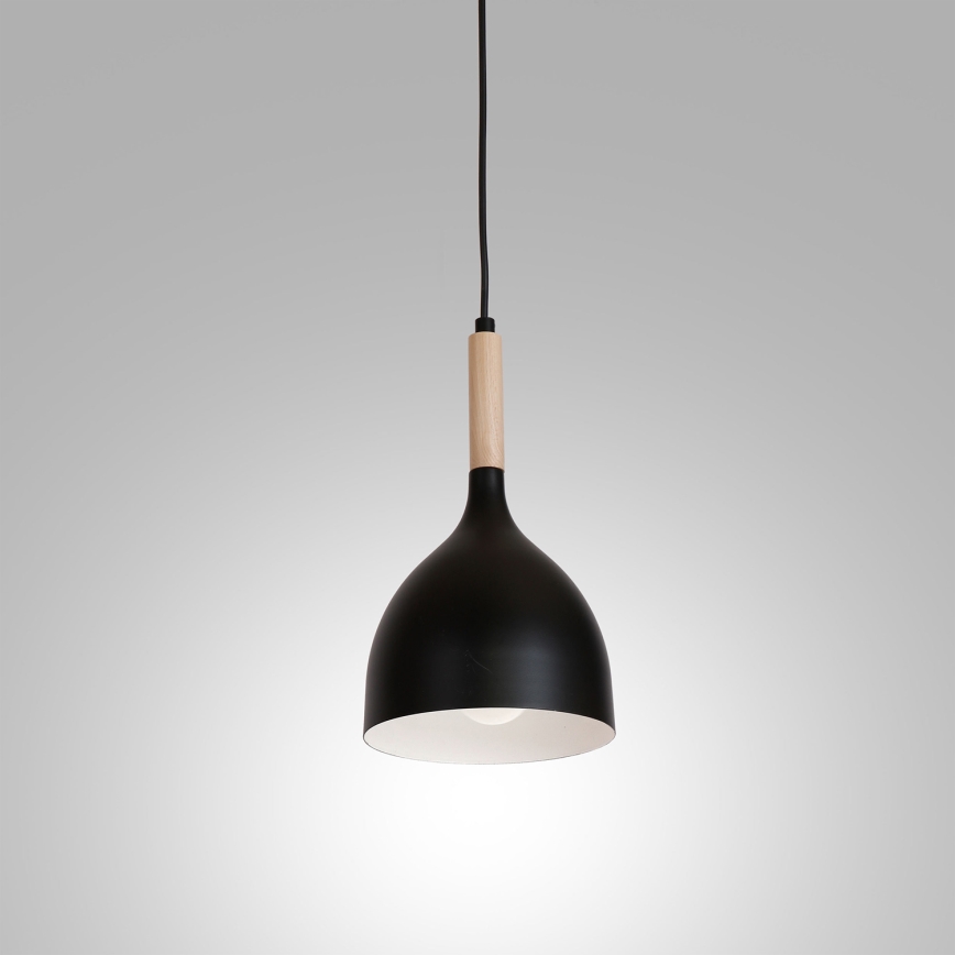 Luster na lanku NOAK WOOD 1xE27/15W/230V čierna/buk