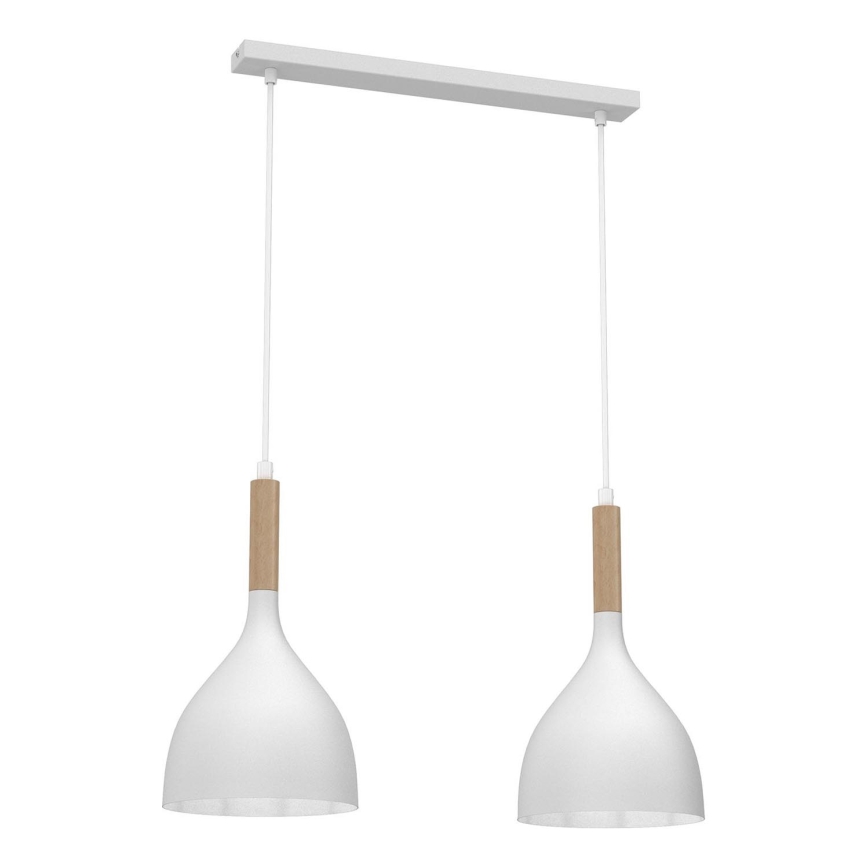 Luster na lanku NOAK WOOD 2xE27/15W/230V biela/buk