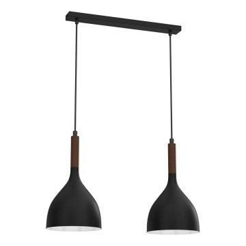 Luster na lanku NOAK WOOD 2xE27/15W/230V čierna/buk
