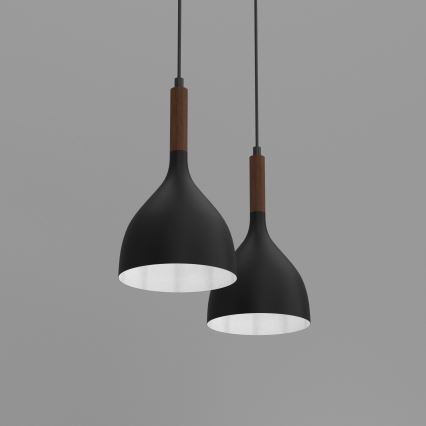 Luster na lanku NOAK WOOD 2xE27/15W/230V čierna/buk