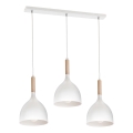 Luster na lanku NOAK WOOD 3xE27/15W/230V biela/buk