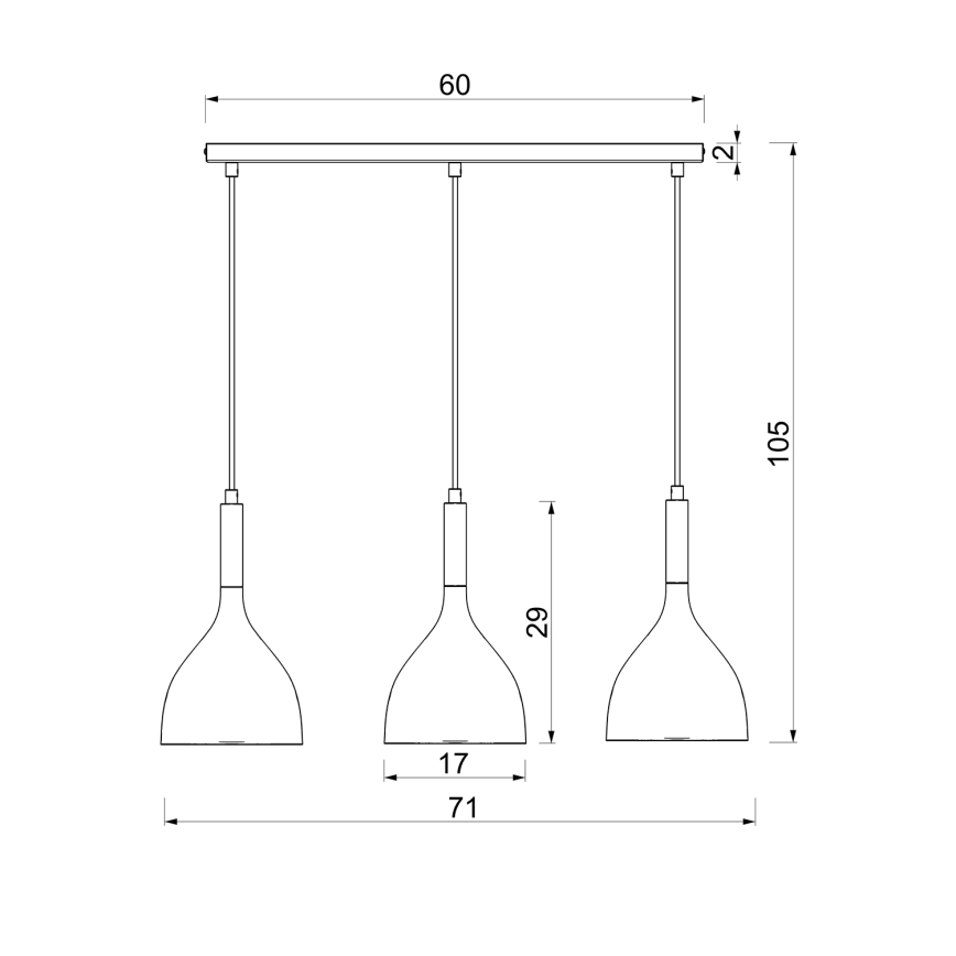 Luster na lanku NOAK WOOD 3xE27/15W/230V biela/buk