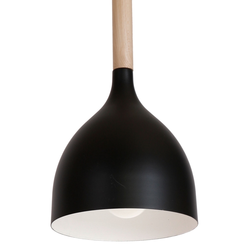 Luster na lanku NOAK WOOD 3xE27/15W/230V čierna/buk