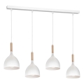 Luster na lanku NOAK WOOD 4xE27/15W/230V biela/buk