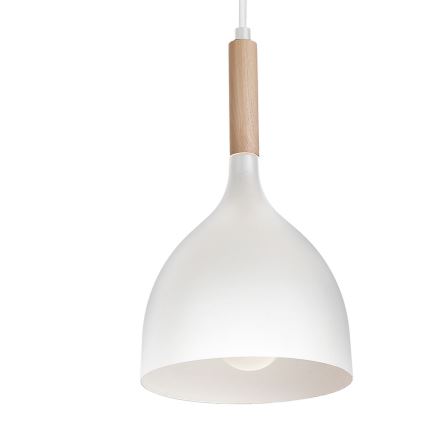 Luster na lanku NOAK WOOD 4xE27/15W/230V biela/buk