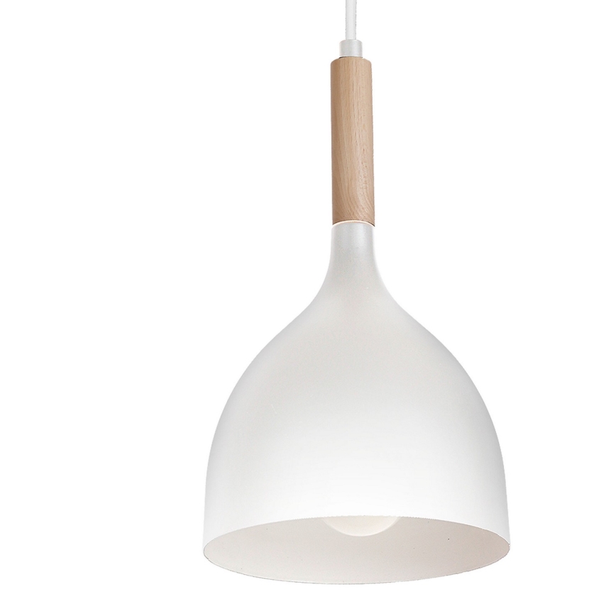 Luster na lanku NOAK WOOD 4xE27/15W/230V biela/buk