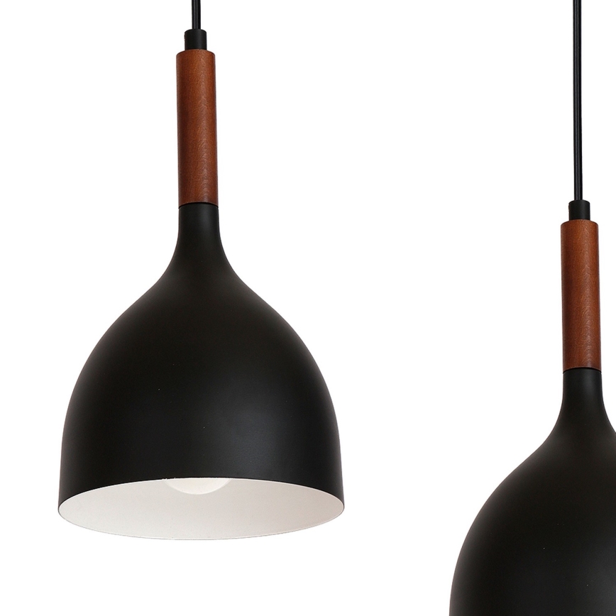 Luster na lanku NOAK WOOD 5xE27/15W/230V čierna/buk
