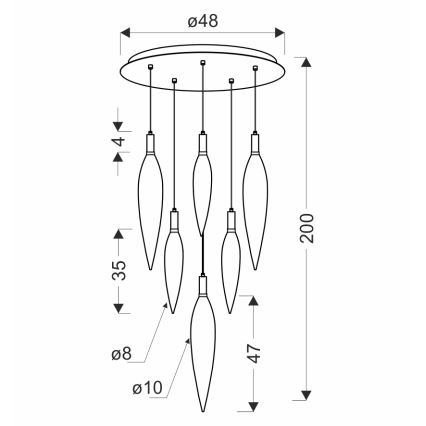 Luster na lanku NORDIC 11xG9/5W/230V čierny