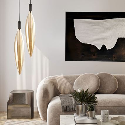 Luster na lanku NORDIC 1xG9/5W/230V čierna/dymovo-béžová