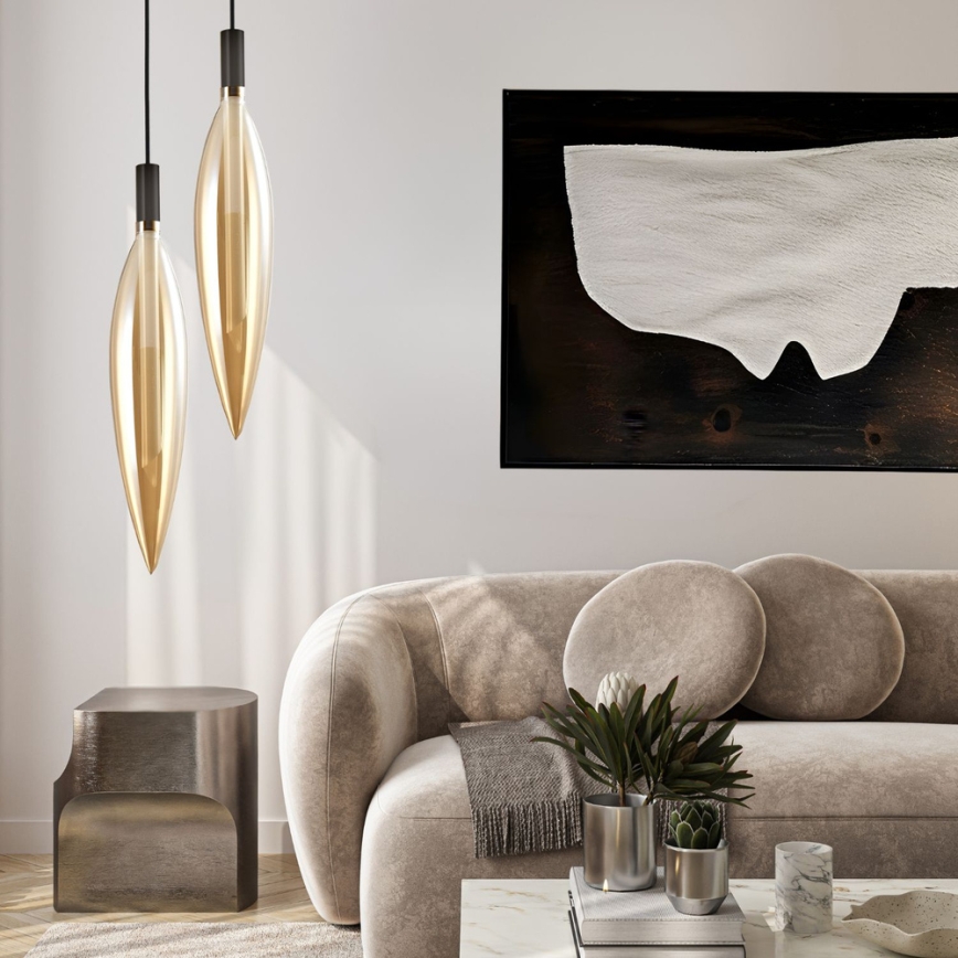 Luster na lanku NORDIC 1xG9/5W/230V čierna/dymovo-béžová