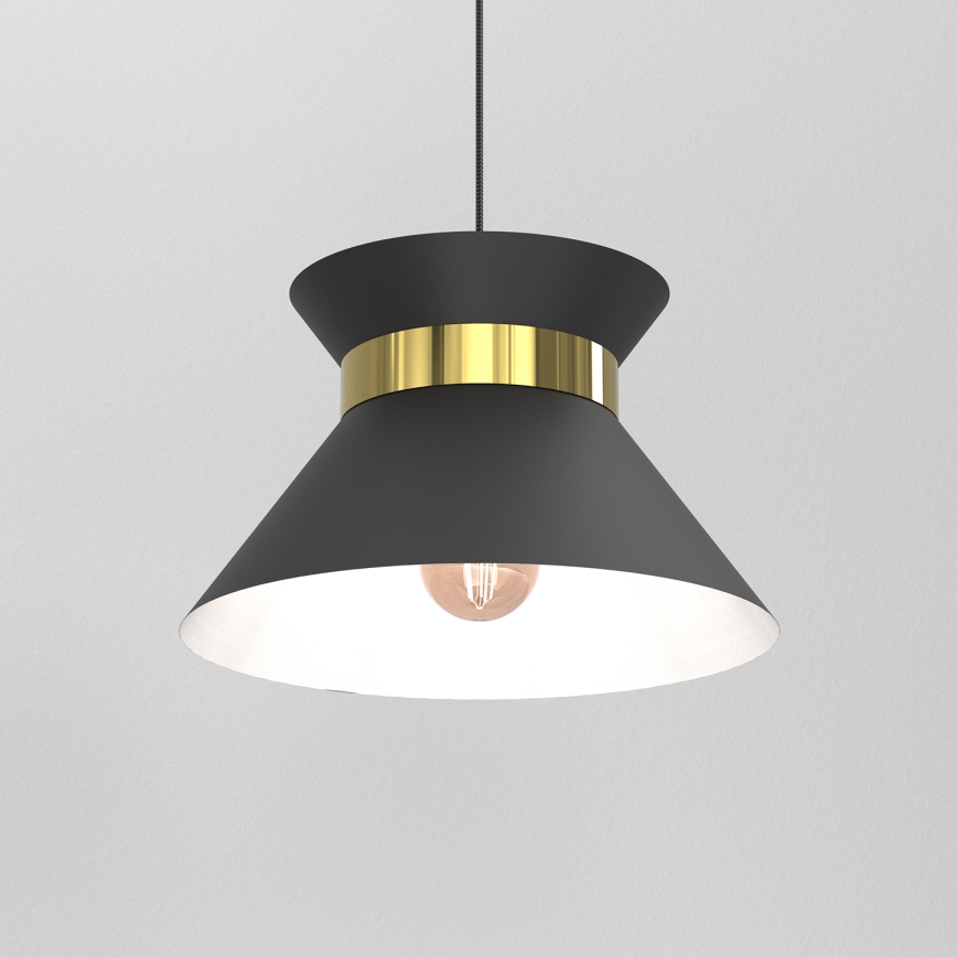 Luster na lanku NORGE 1xE27/15W/230V čierna/zlatá