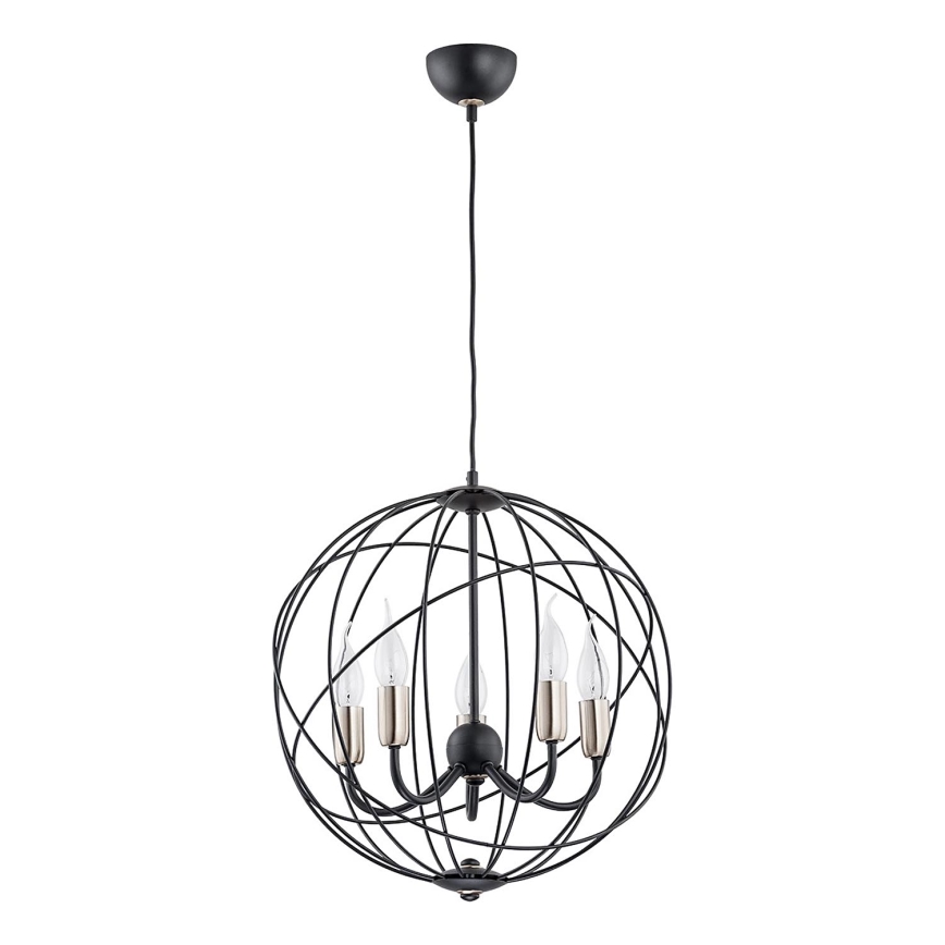 Luster na lanku NOSFERATU 5xE14/10W/230V čierna/zlatá