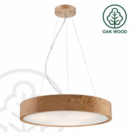 Luster na lanku OAK 3xE27/60W/230V dub ø 47,5 cm - FSC certifikované