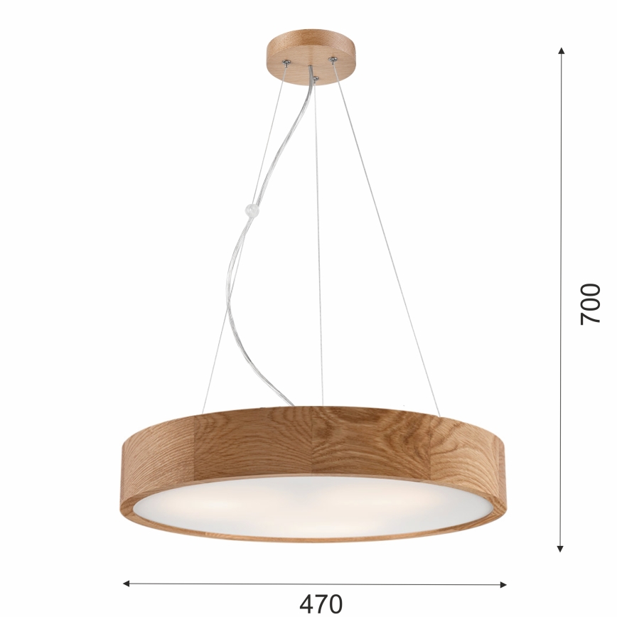 Luster na lanku OAK 3xE27/60W/230V dub ø 47,5 cm