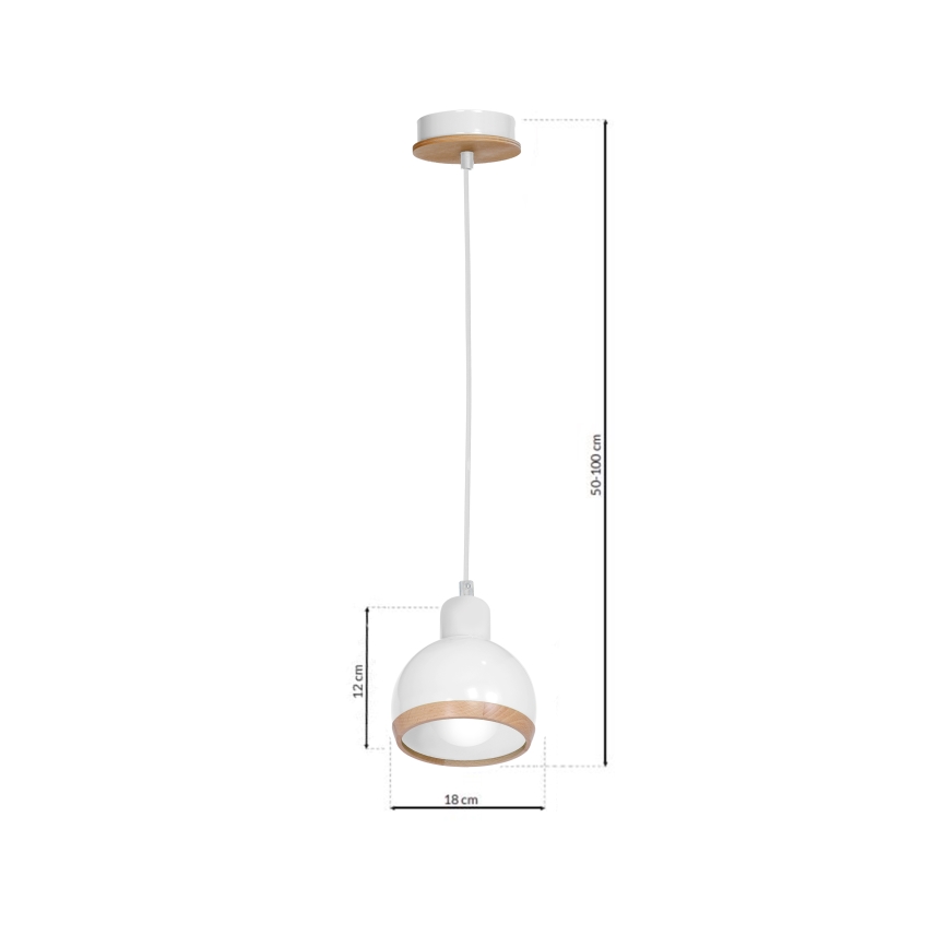 Luster na lanku OVAL 1xE27/60W/230V biela