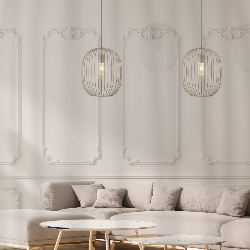 Luster na lanku OVELLA 1xE27/15W/230V pr. 34 cm krémový