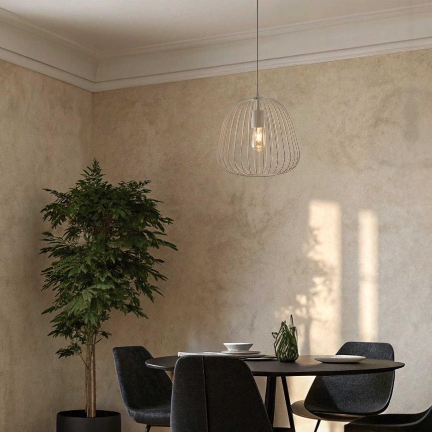 Luster na lanku OVELLA 1xE27/15W/230V priemer 36 cm krémový