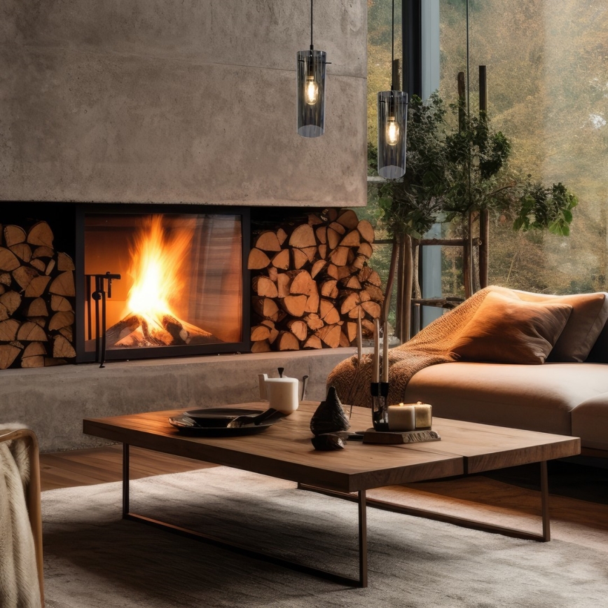 Luster na lanku PADOVA 1xE27/15W/230V čierna