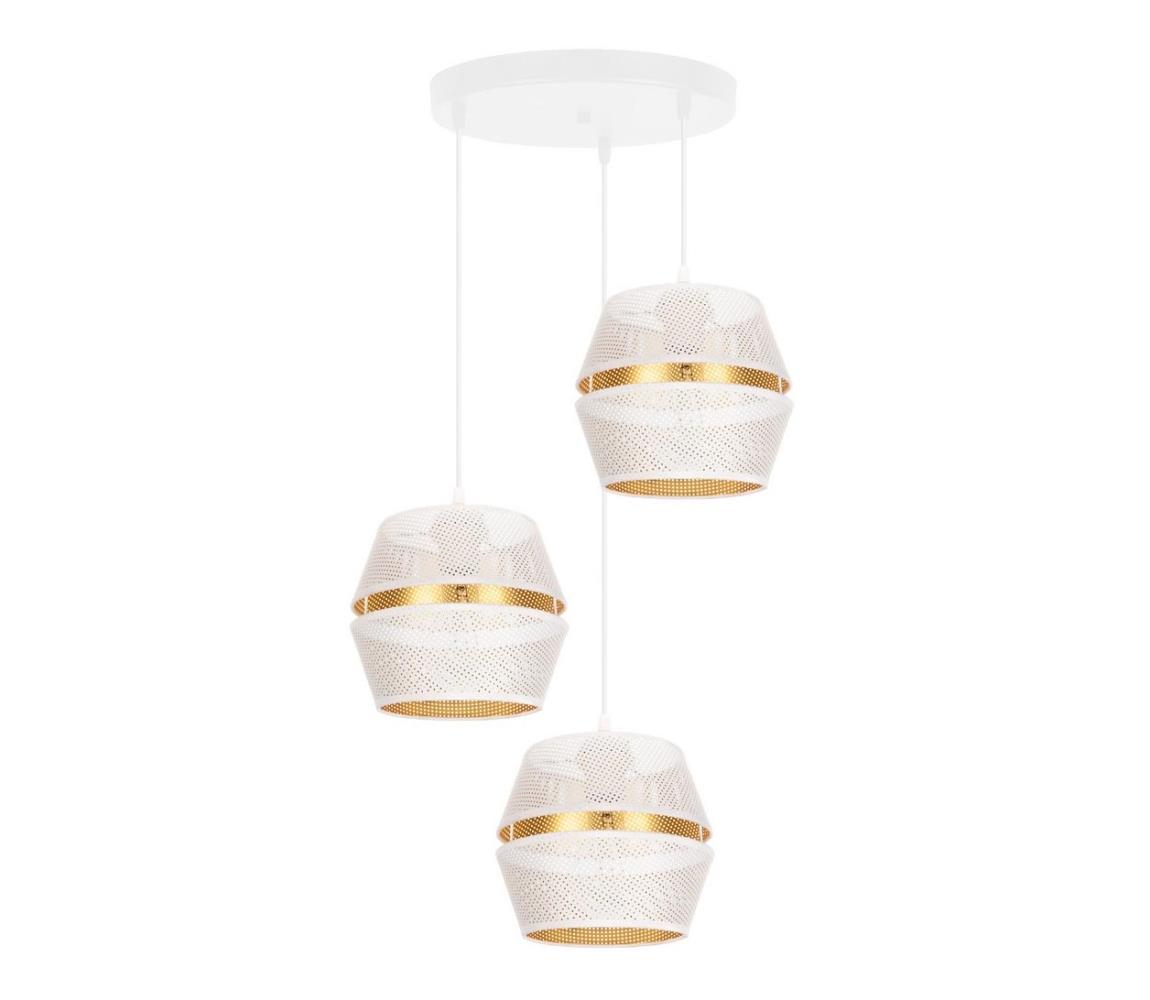 HEXE Luster na lanku PARIS 3xE27/60W/230V pr. 45 cm biela/zlatá 0080