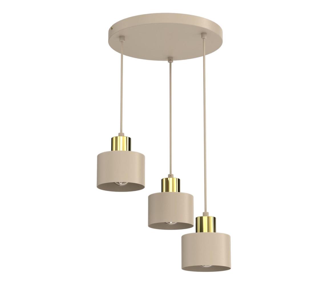 Luster na lanku PARKLA 3xE27/15W/230V béžová/zlatá 8796A