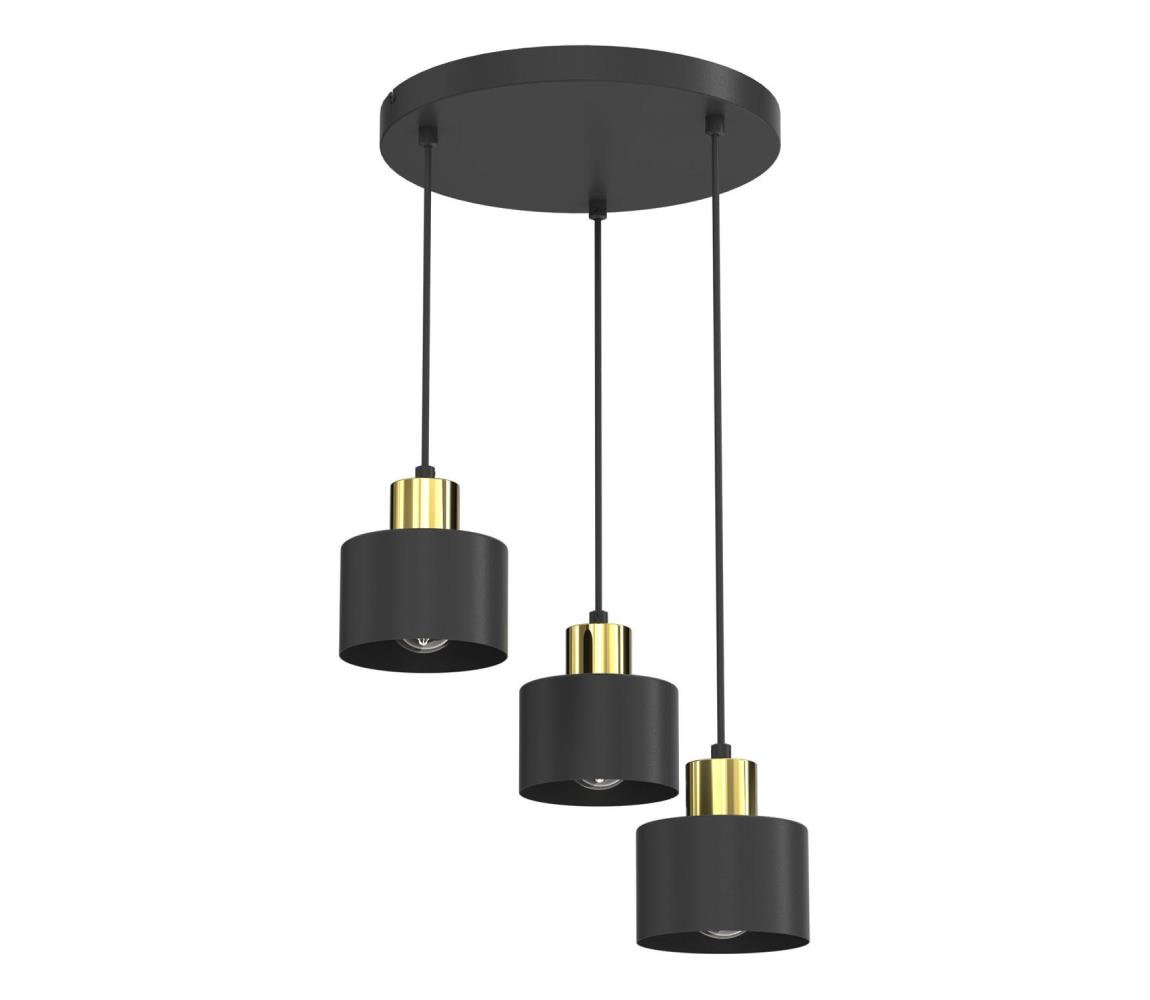 Luster na lanku PARKLA 3xE27/15W/230V čierny 8784A