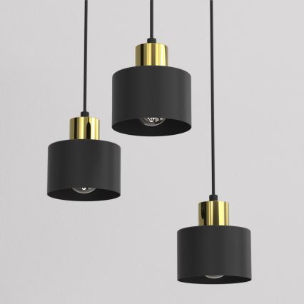Luster na lanku PARKLA 3xE27/15W/230V čierny
