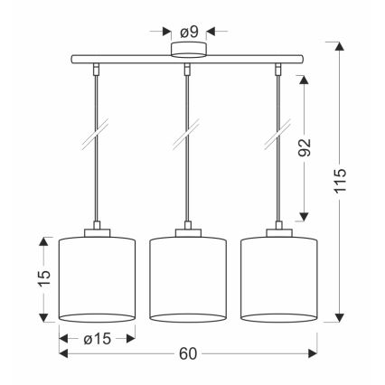 Luster na lanku PATTI 3xE27/60W/230V zelená