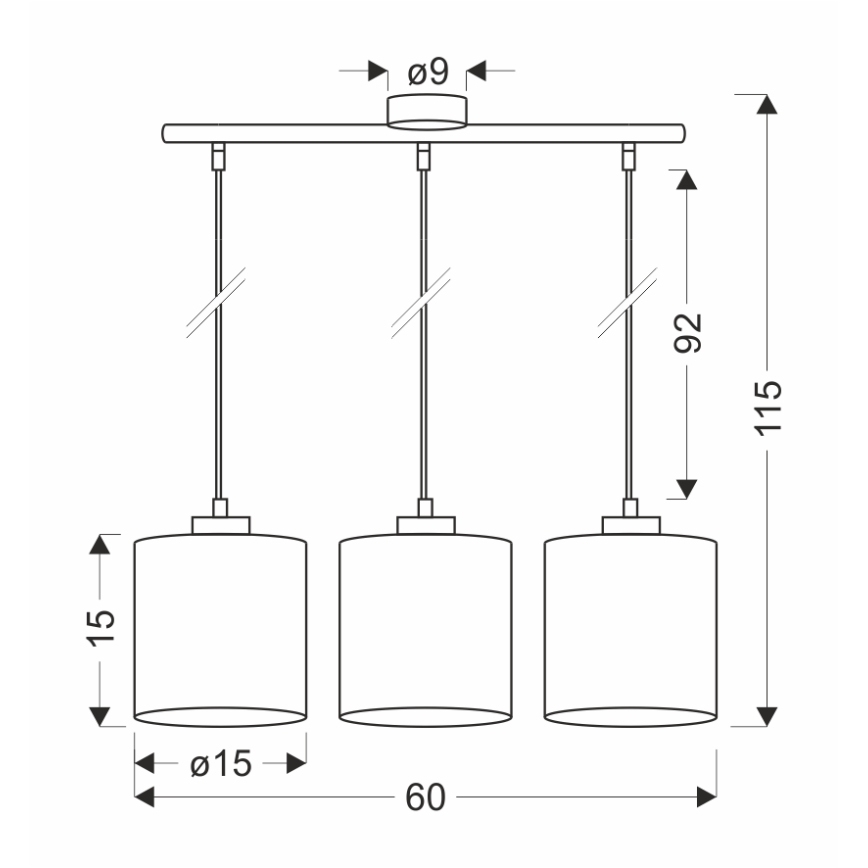 Luster na lanku PATTI 3xE27/60W/230V zelená