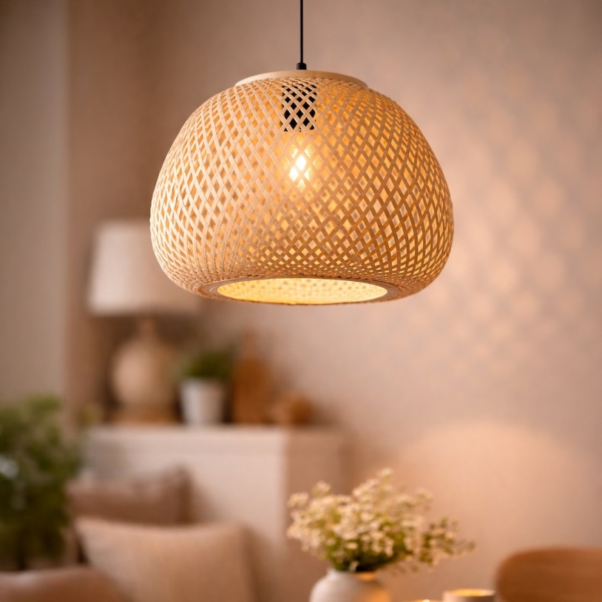 Luster na lanku PETRA 1xE27/15W/230V bambus