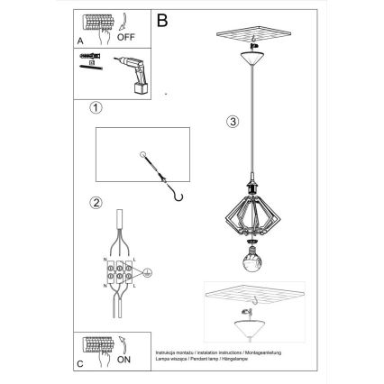 Luster na lanku POMPELMO 1xE27/60W/230V