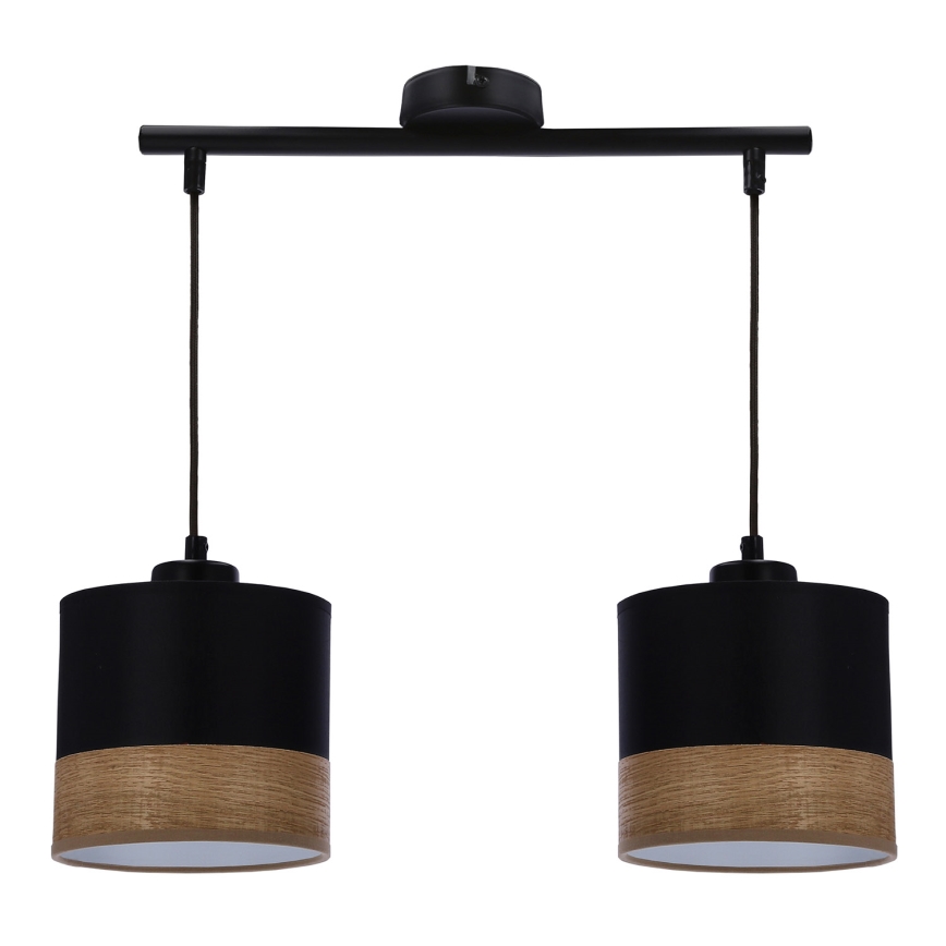 Luster na lanku PORTO 2xE27/60W/230V čierna/hnedá