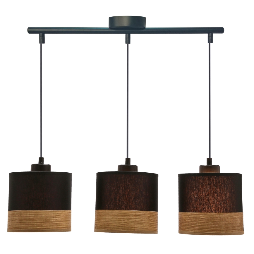 Luster na lanku PORTO 3xE27/60W/230V čierna/hnedá