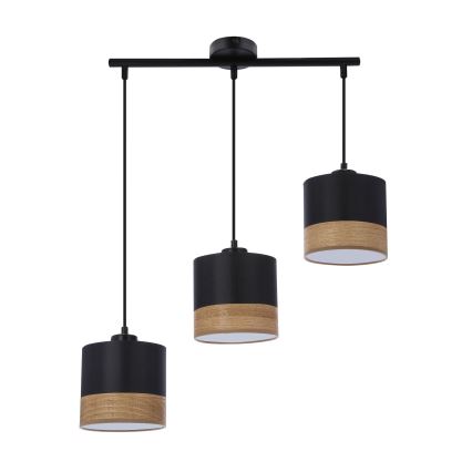Luster na lanku PORTO 3xE27/60W/230V čierna/hnedá