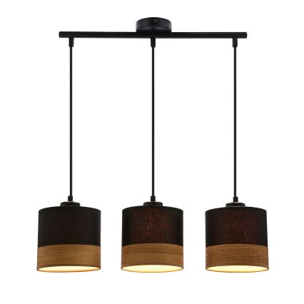 Luster na lanku PORTO 3xE27/60W/230V čierna/hnedá