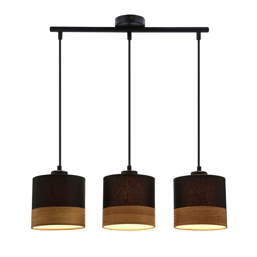Luster na lanku PORTO 3xE27/60W/230V čierna/hnedá